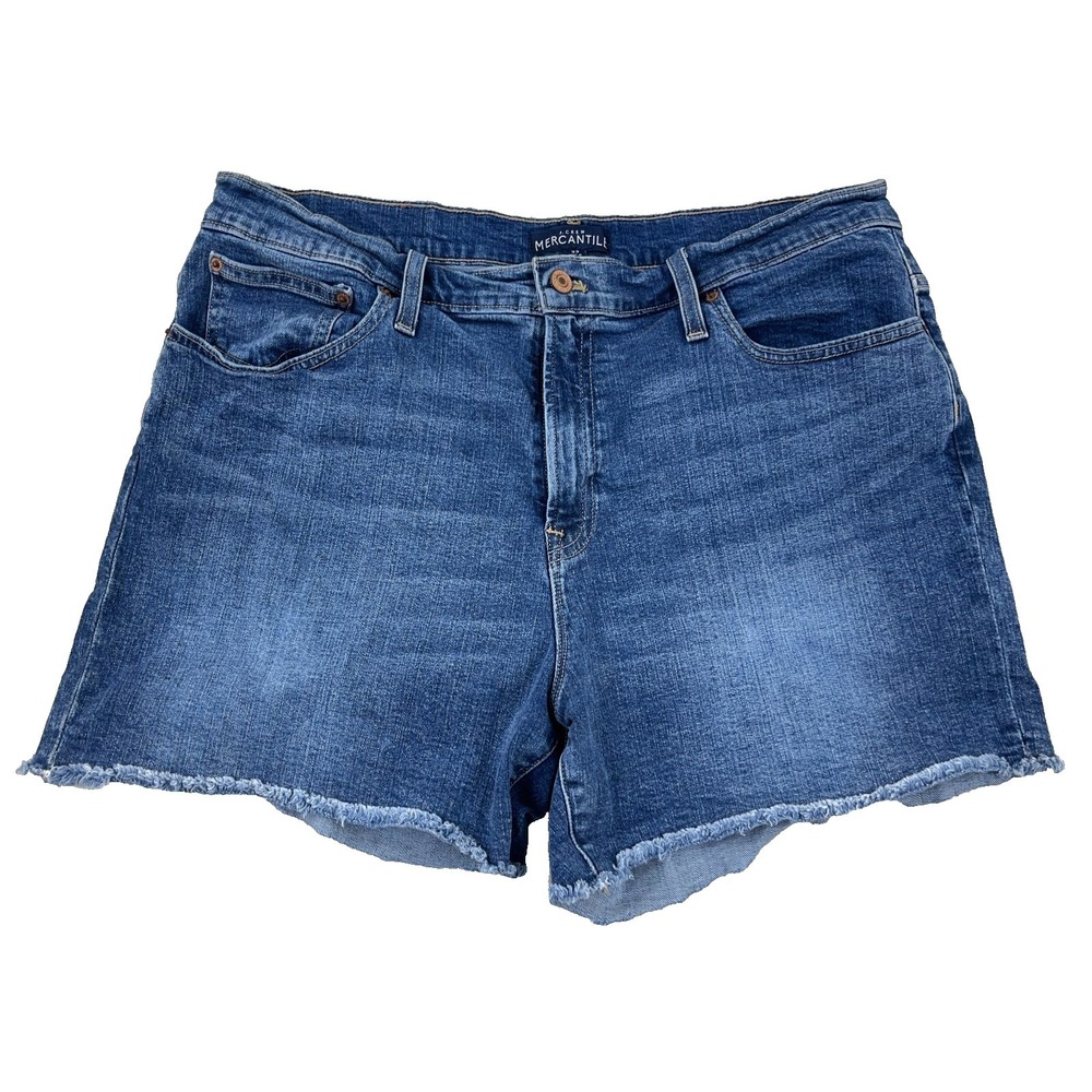 J Crew Mercantile Shorts Men 33 Cut Off Jean Jorts Med Wash 4" Inseam